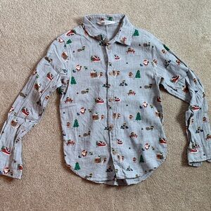 H&M Kids Christmas Print Button-Down Shirt